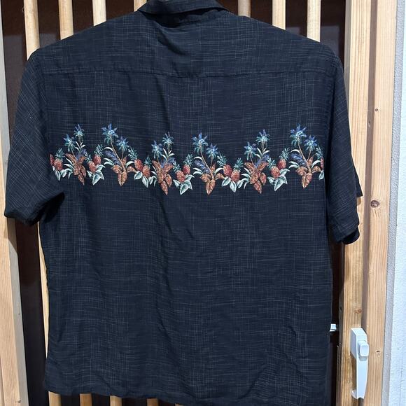 MODA CAMPIA Mens Hawaiian Shirt Size XXL Black Pineapple Print Tropical - Picture 2 of 7